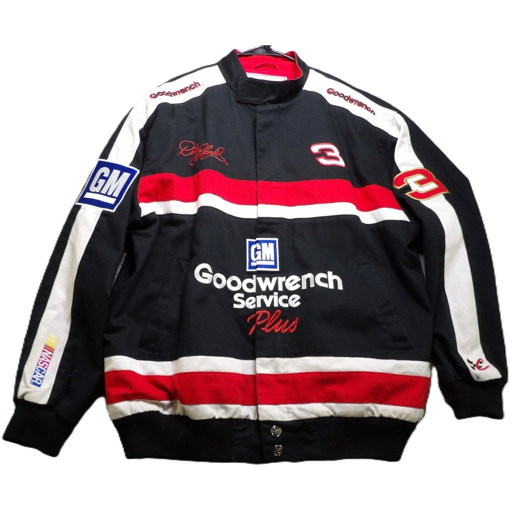 VTG Y2K Chase Dale Earnhardt GM Goodwrench NASCAR Jacket Men L Black Zip Coat